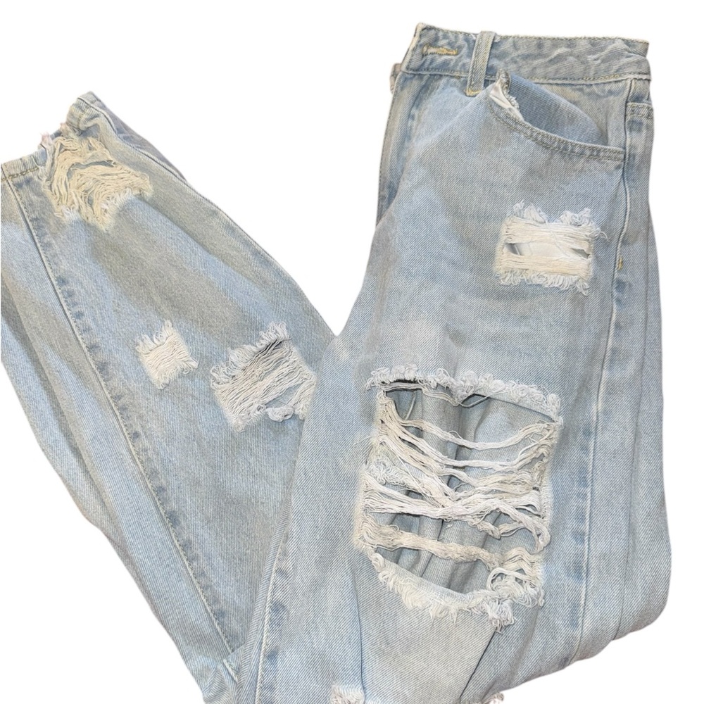 Distressed Light Blue Denim Jeans